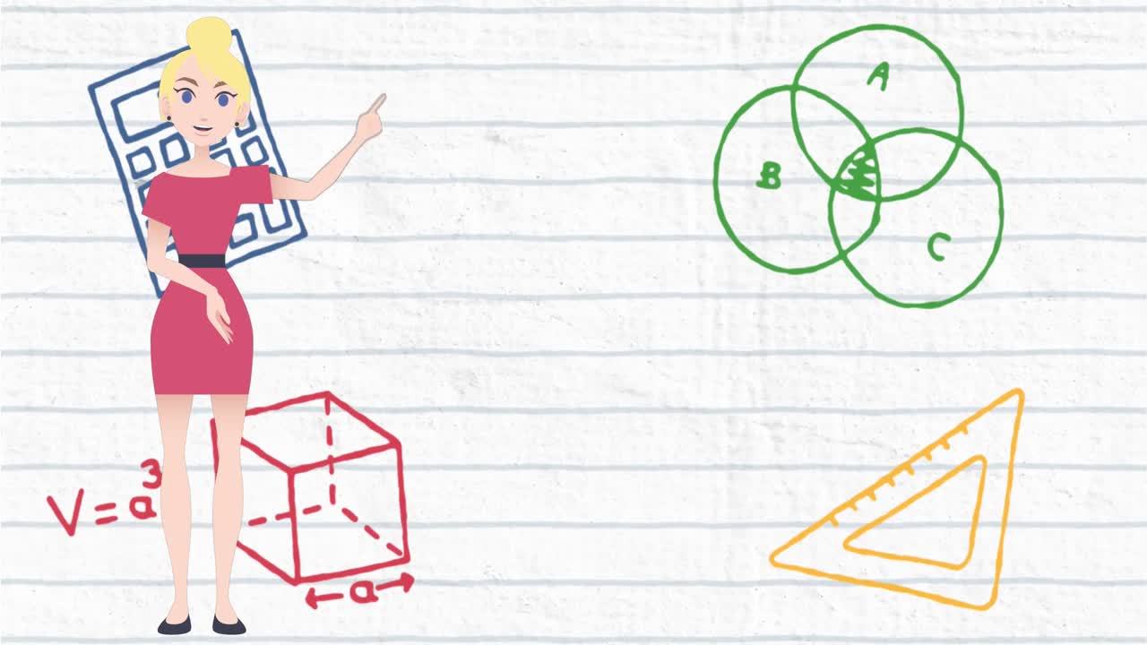 animación de una mujer hablando sobre los iconos de la escuela