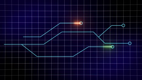 líneas de neón multicolores moviéndose en el fondo de la cuadrícula. concepto de meta verso nft. animación de alta tecnología 4k.