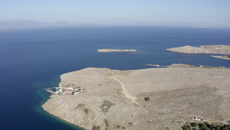 rocky dry aegean sea coast flight over home with private greek marina