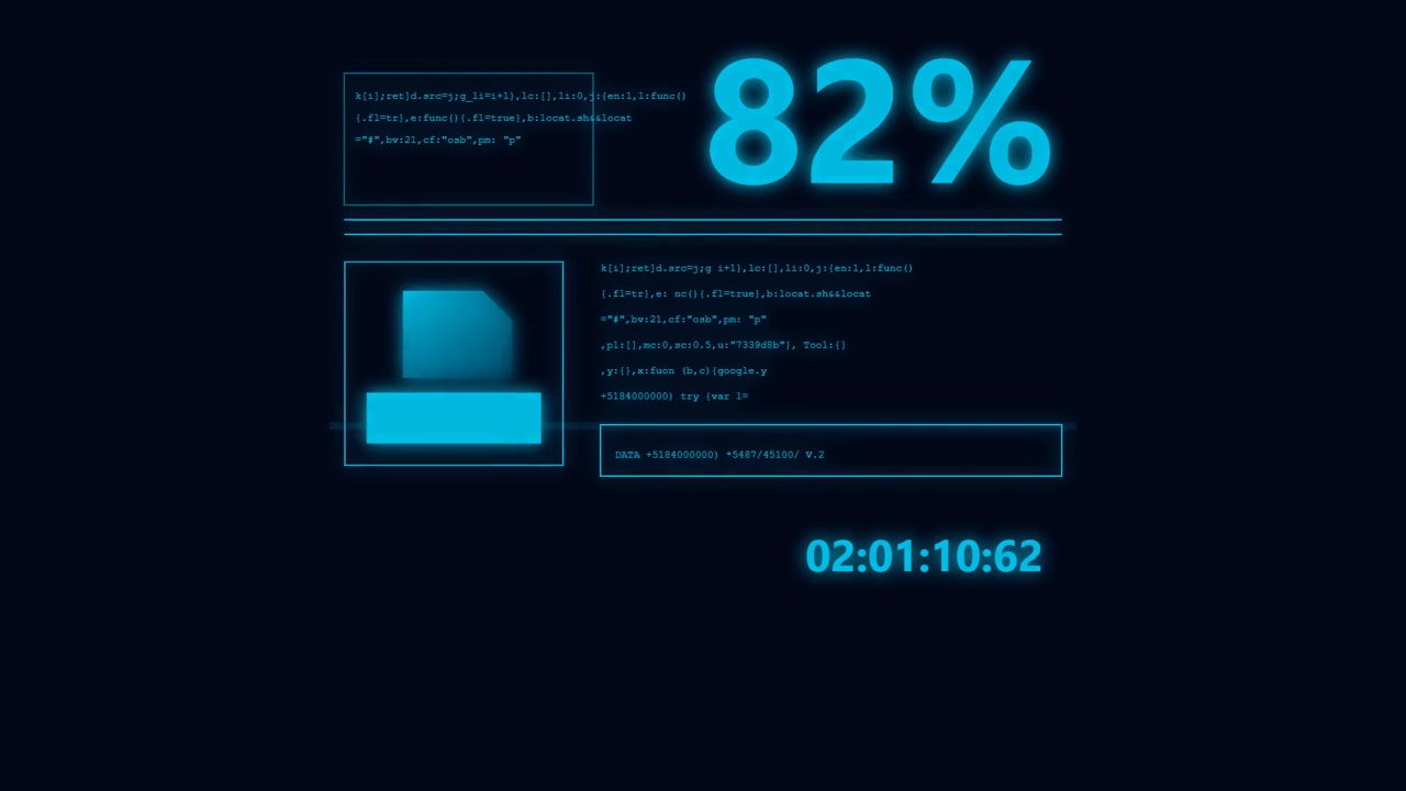 Digital Interface Displaying Data Loading Progress and Code