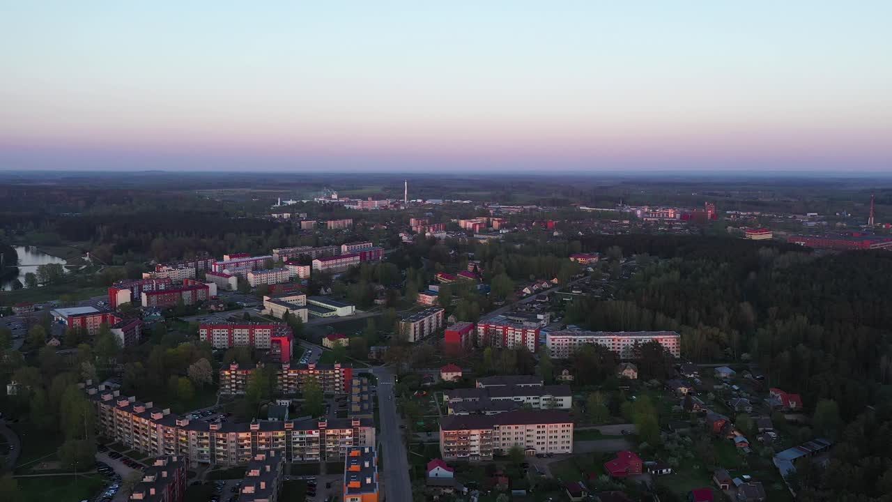 Cityscape of Valmiera city in Latvia in high angle drone view
