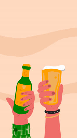 una animación de la ilustración del día internacional de la cerveza dibujada a mano