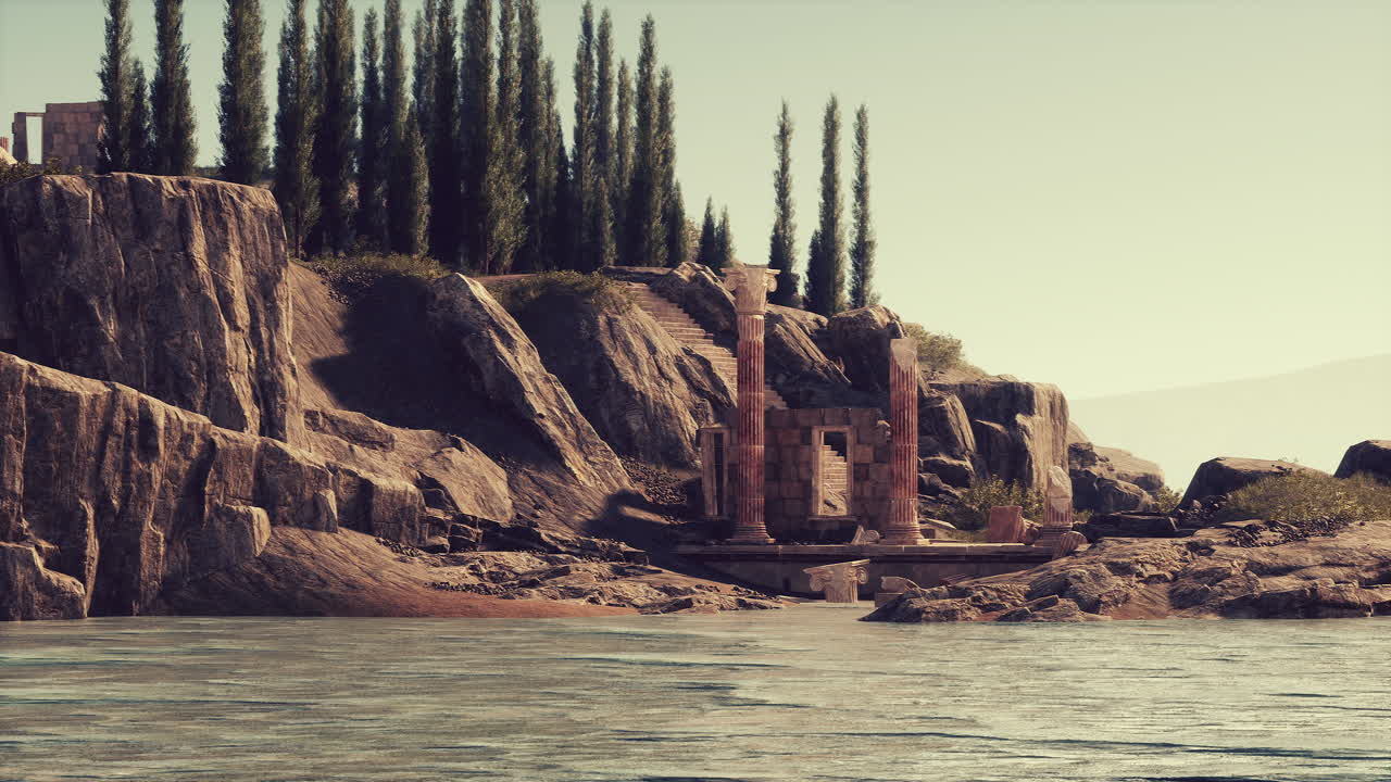 древние руины на прибрежной скале