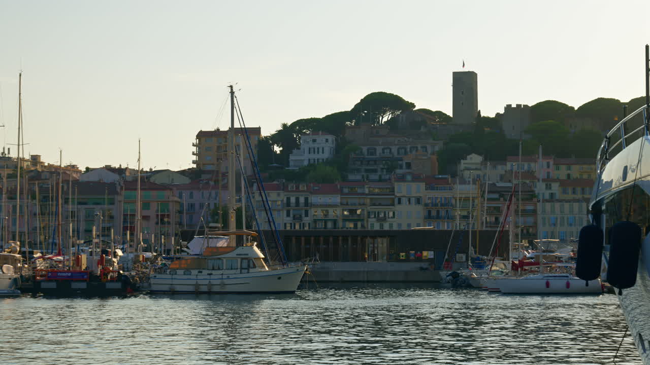 Boats docked in the Port de Cannes, France in daylight