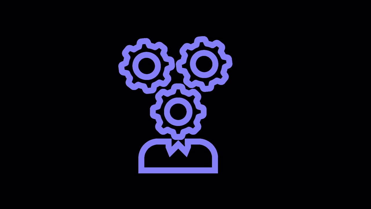 Animated Icon of Person with Rotating Gears for Head
