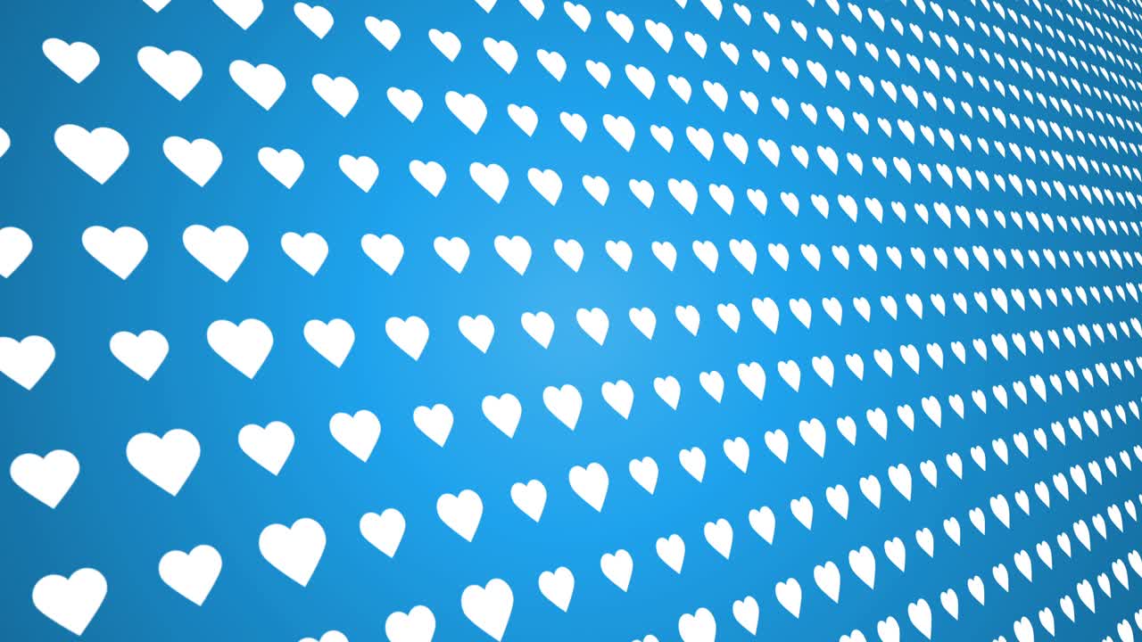 색 심장 패턴 애니메이션 파란색 배경 클로즈업