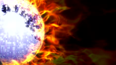 fiery disco ball background, loop