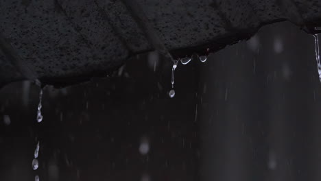 Gotas-De-Lluvia-Cayendo-Del-Techo,-Lluvia-Sobre-Un-Techo-De-Hierro-Corrugado