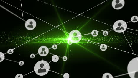conectores que se mueven en un fondo digital verde