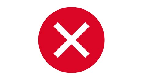 warning animation. reject symbol in red circle. round error animation. cross sign in red circle bouncing. wrong icon