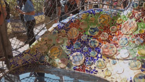 mosaic on the exterior casa batllo,and window barcelona 4k 60fps