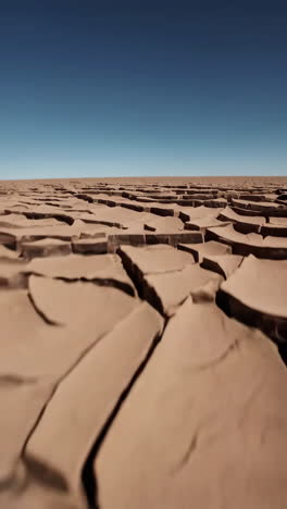 dried cracked earth landscape with a shadow of a person
