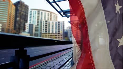 highway time lapse with digital flag