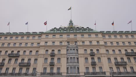 Arquitectura-Prominente-Del-Gran-Hotel-En-Estocolmo,-Suecia