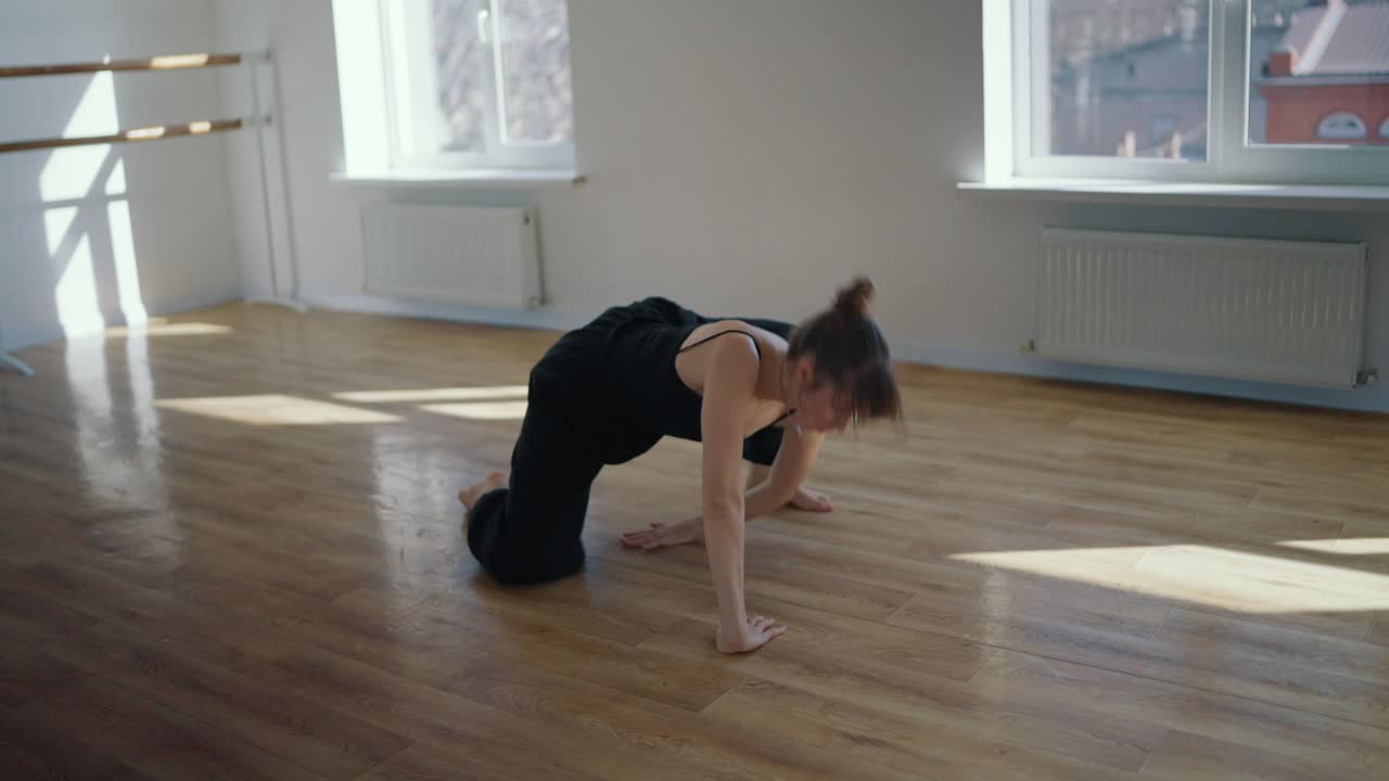 Woman doing stretching and exercises