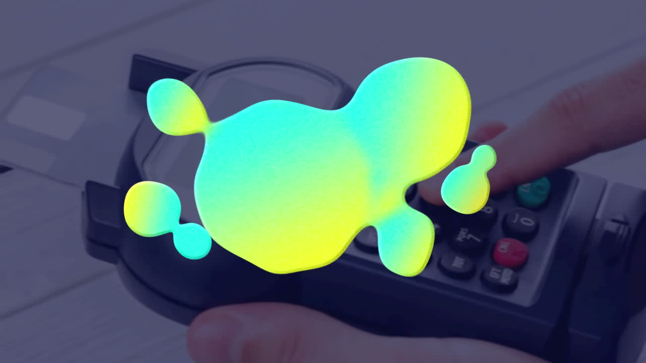 Animation of colorful stain over payment terminal