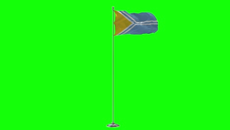 tuva 3d illustration of the waving flag on a pole with chroma key