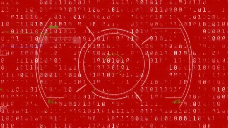 digital animation of scope scanning over binary coding data processing against red background