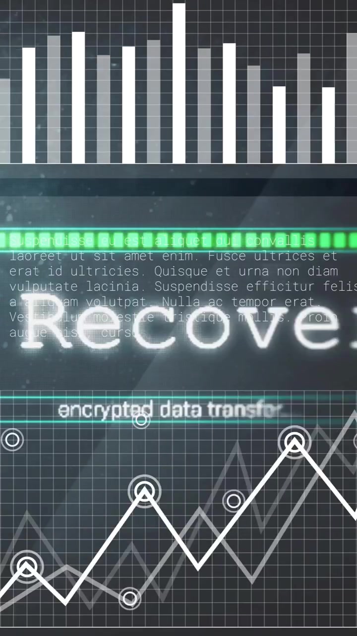 Encrypted data transfer over bar and line graphs with text