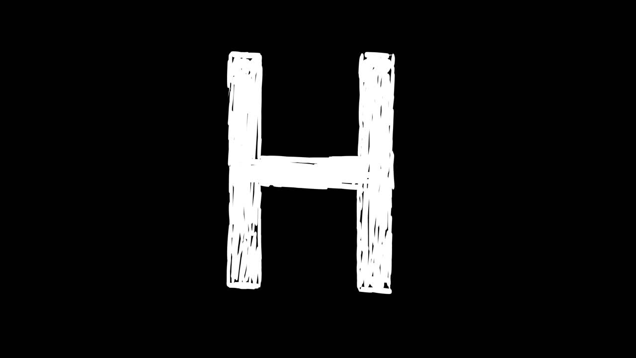 Lettera H animata disegnata a mano su sfondo nero
