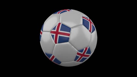 la bandera de islandia en una pelota gira sobre un fondo transparente, bucle de canal alfa