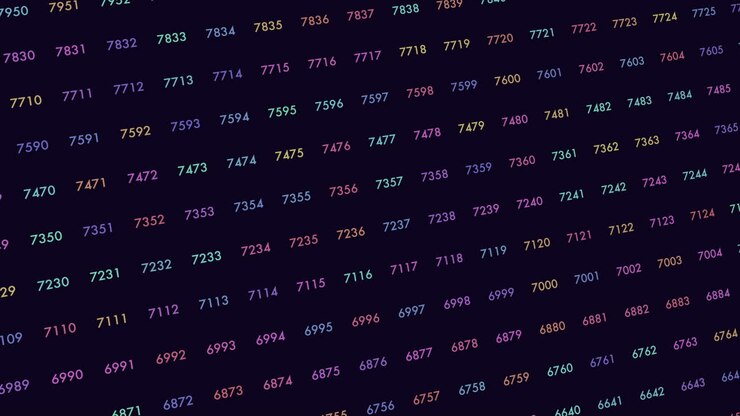 Matrix pattern with neon numbers on black space