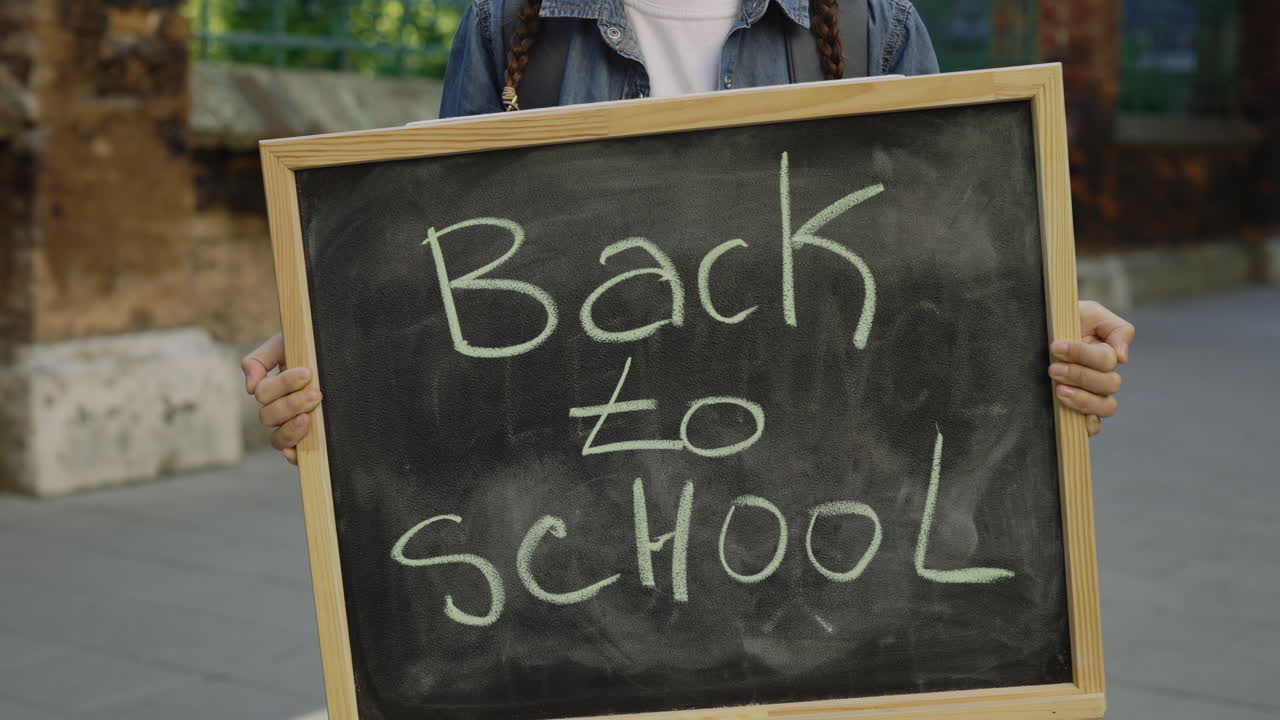 Back to School Sign Held by Student