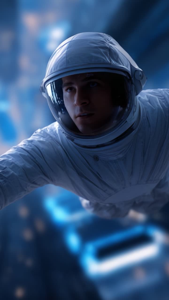 A daring astronaut traverses a futuristic environment, showcasing a stunning blend of technology and space exploration in a visually captivating setting