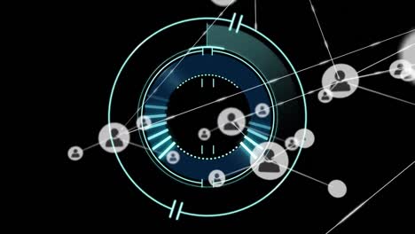 animación de la red de conexiones a través del escaneo de alcance
