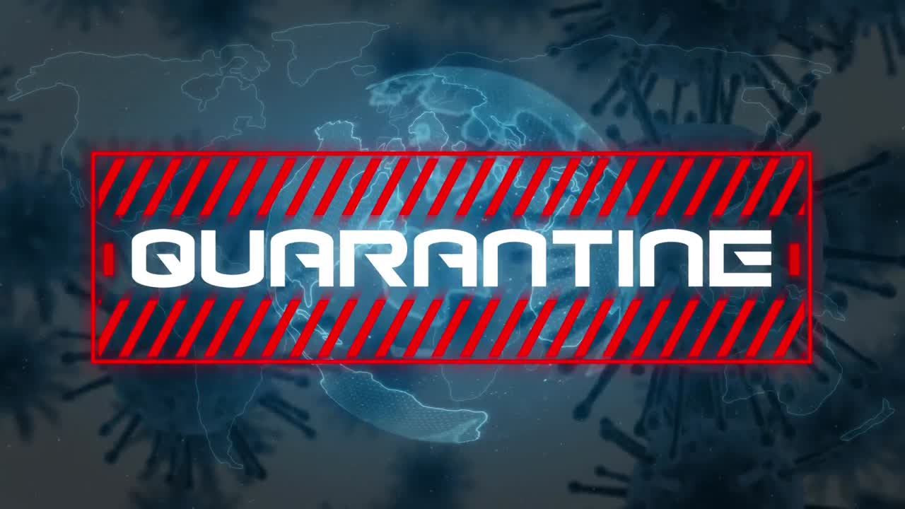 코로나19 세포에 대한 회전하는 지구 위의 격리 텍스트