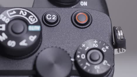 close-up of a camera's control panel