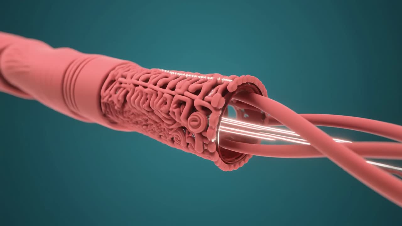 Sinir Lifleri Etrafında Miyelin Kılıfı Oluşumu 3D Animasyonu