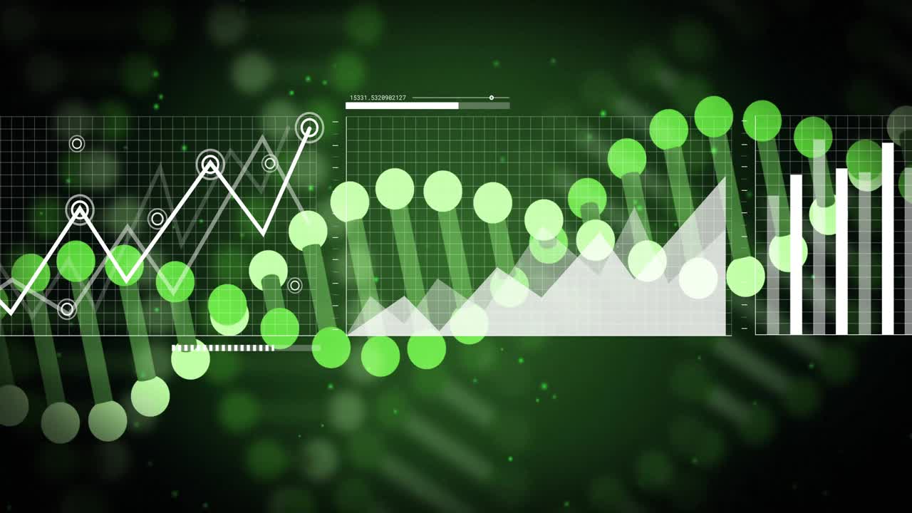 Animating graphs and charts for data analysis over green background