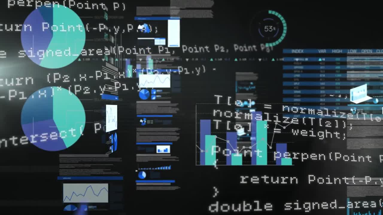 анимация графиков и обработка данных на черном фоне