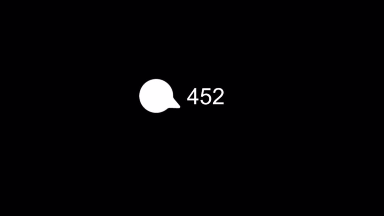 Social Media Comment Counter Increasing on Black Background