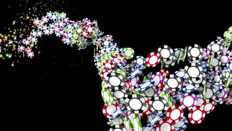 las partículas de los chips de casino, animación cg