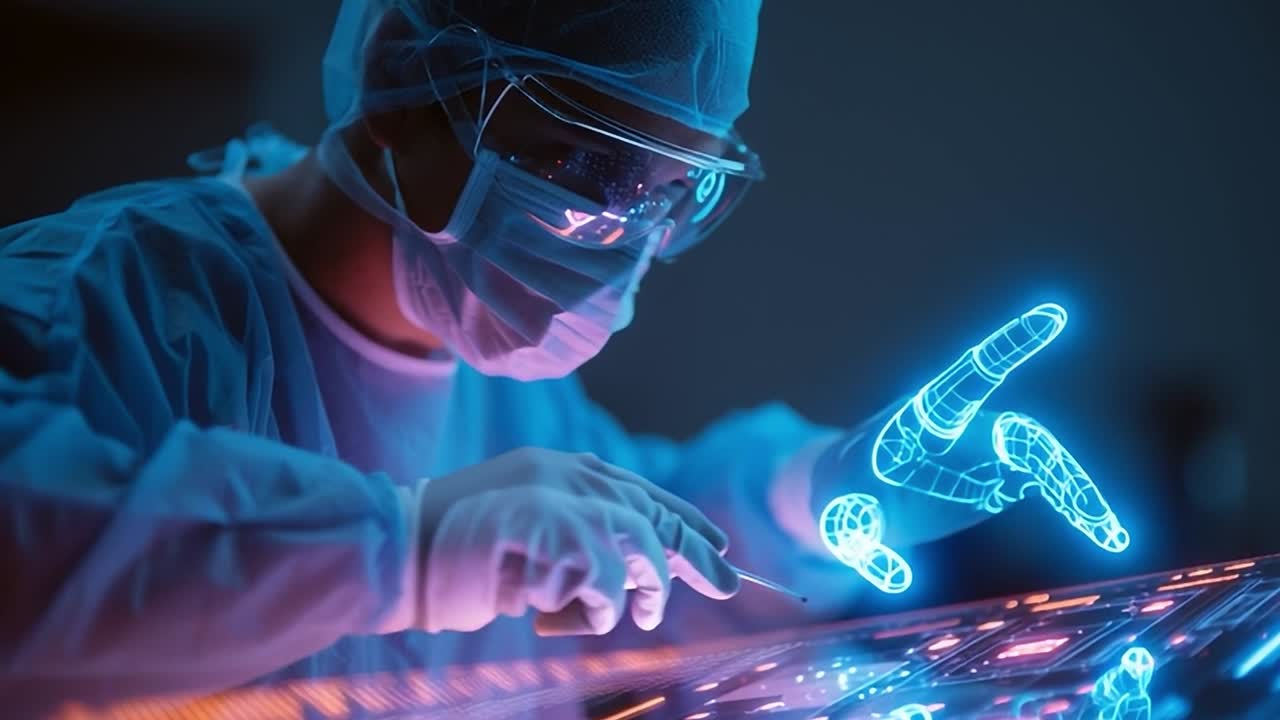 Kirurg bruger augmented reality-teknologi på en operationsstue