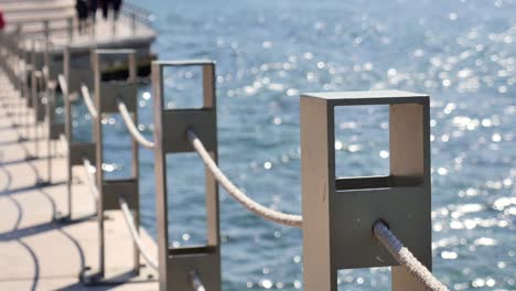 seaside railing with rope