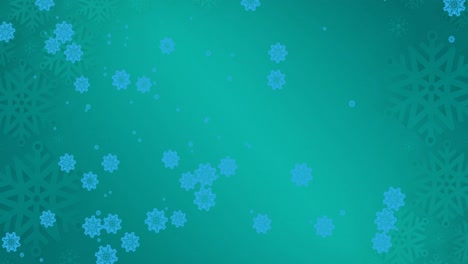 Animation-of-snowflakes-falling-on-green-background