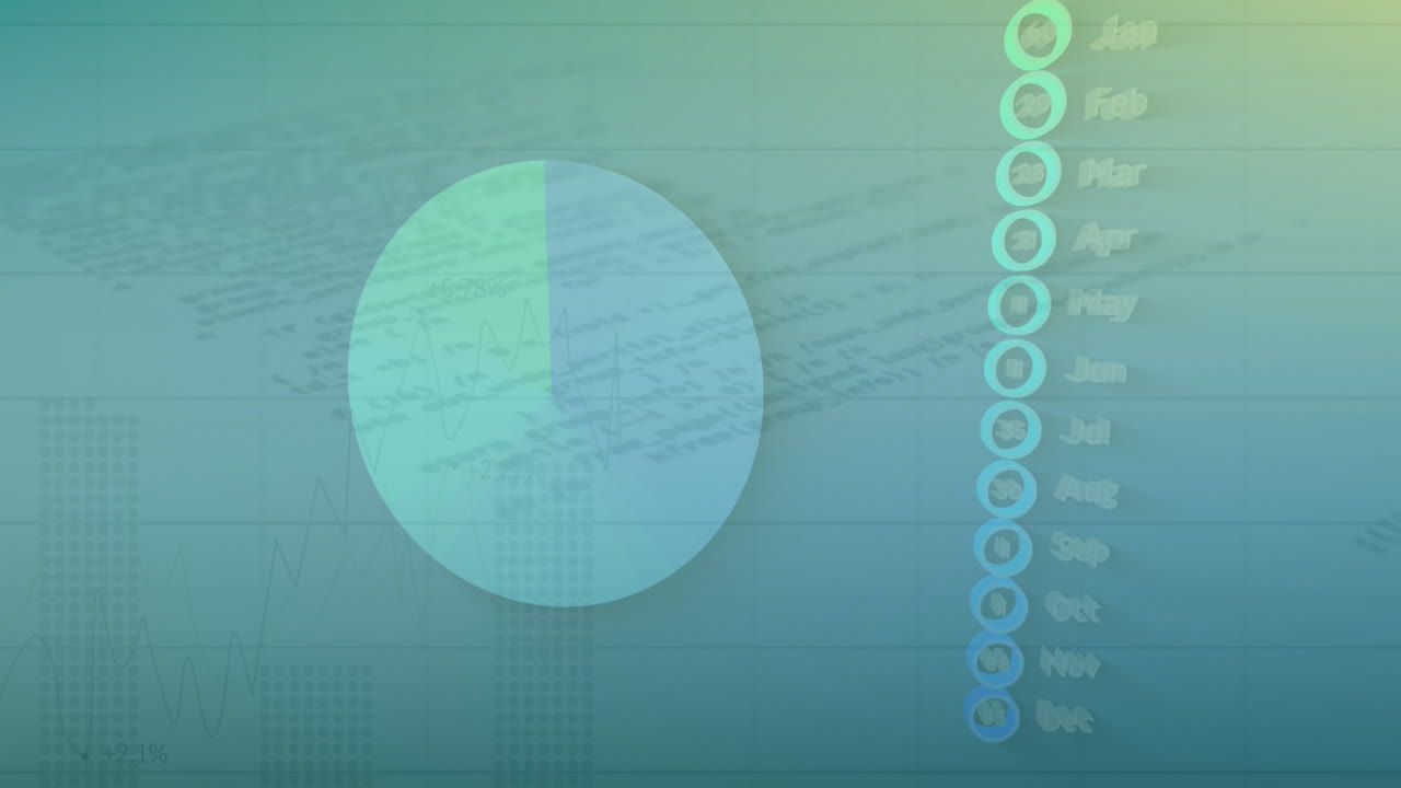 animación del procesamiento de datos estadísticos contra un fondo de gradiente azul