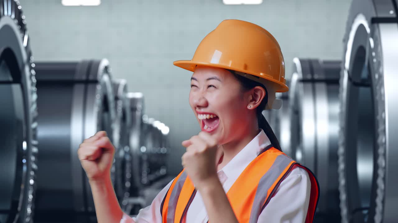 산업 환경에서 성공을 축하하는 엔지니어