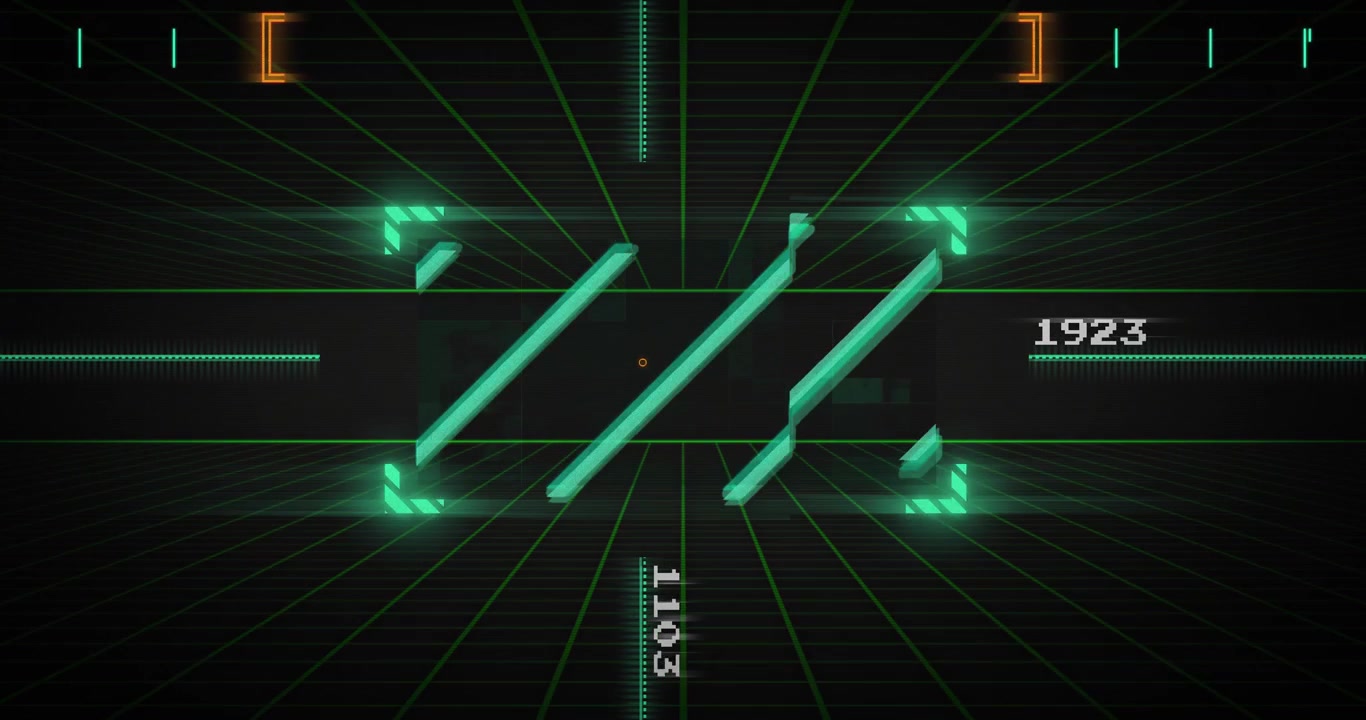 Futuristic HUD displaying bars appearing orange circle shifting and readout updating for monitoring