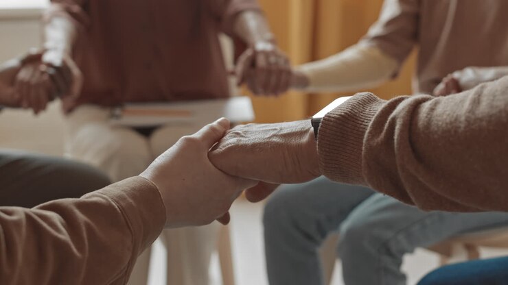Gruppo di supporto che si tiene per mano in segno di unità