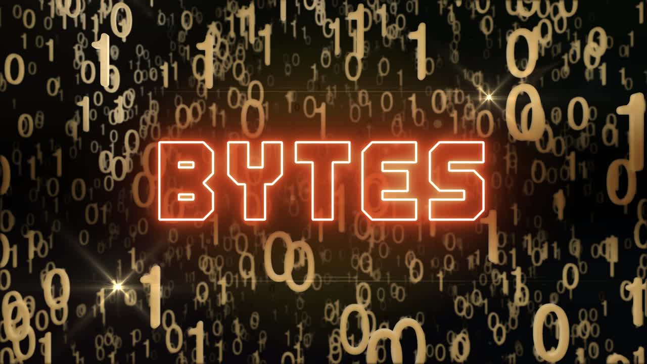 concepto de bytes dorados con código digital