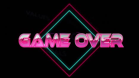 Animation-of-game-over-text-over-shapes-on-black-background