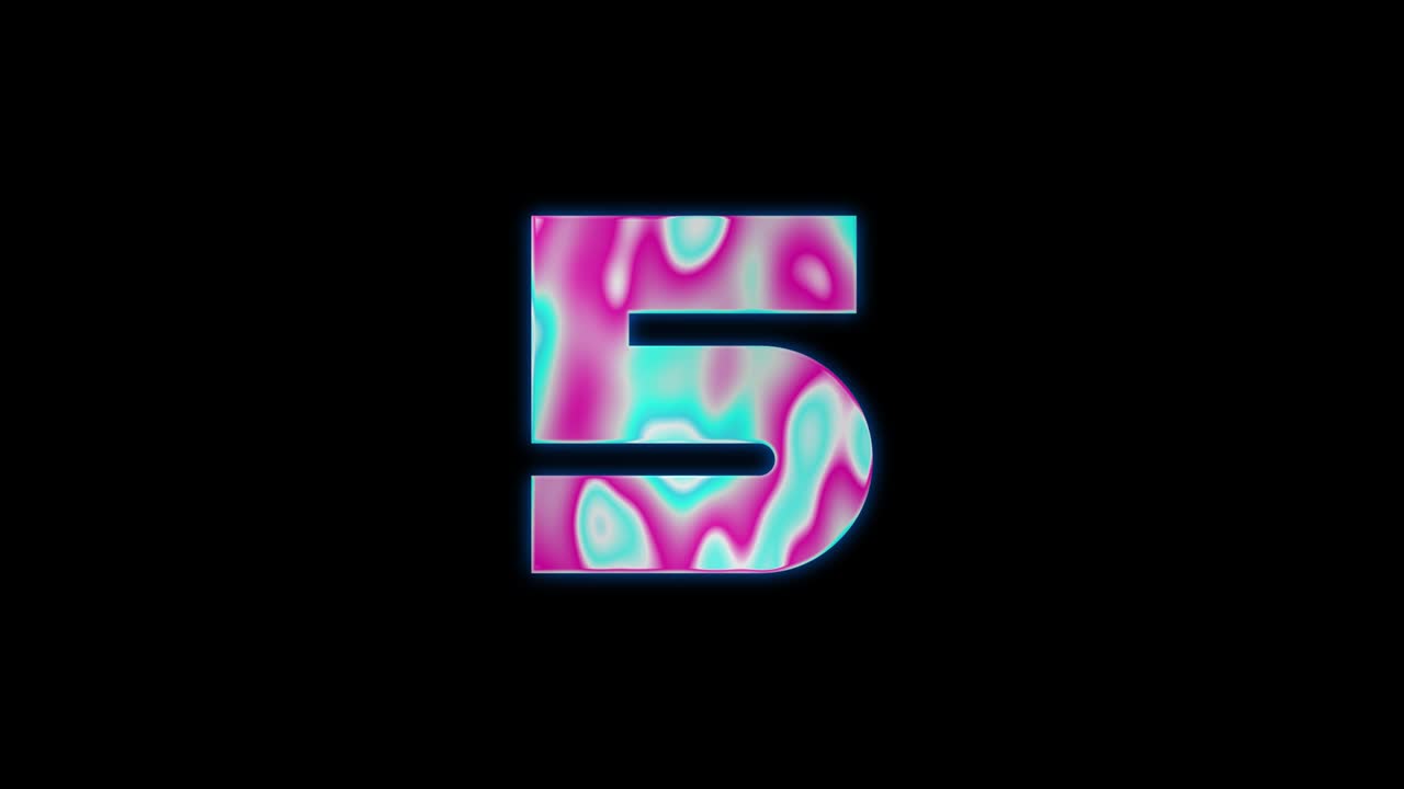 Animated countdown from colorful numbers 10 to 1. Retro futurism background. 3d illustration render seamless loop