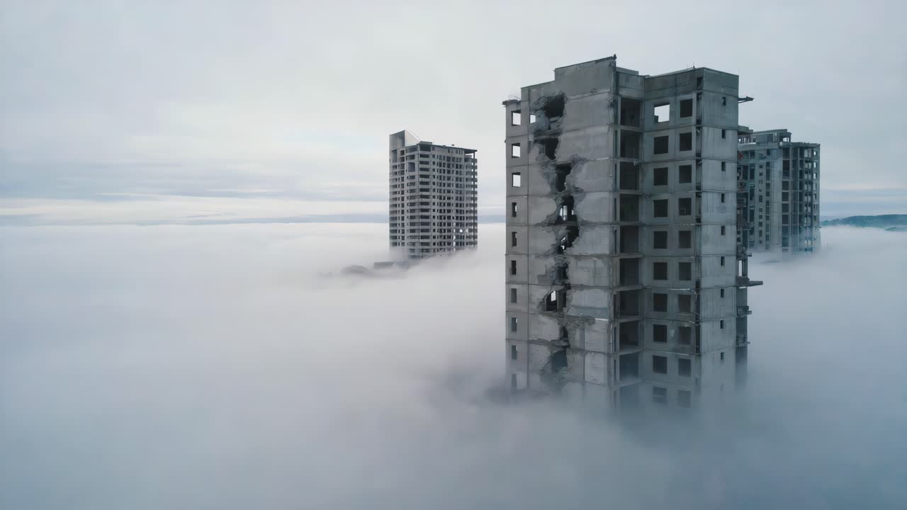 Buildings Emerging from the Fog