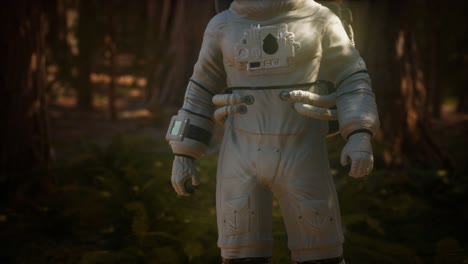 astronauta solitario en el bosque oscuro