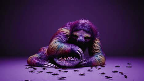 rainbow sloth eats cockroaches