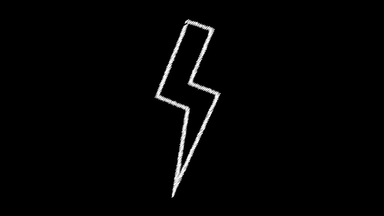 bucle de fondo de estilo boceto de trueno de dibujos animados o recurso gráfico amarillo